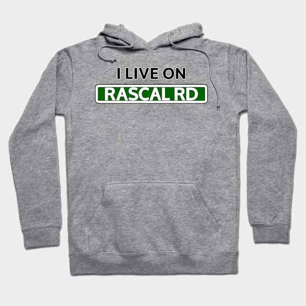 I live on Rascal Rd Hoodie by Mookle